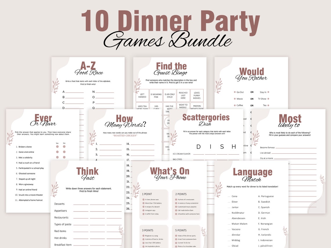 Dinner Party Games Dinner Table Party Games for Adults - Etsy