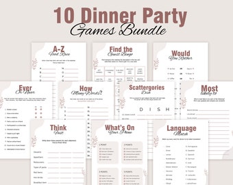 Juegos para cenas de fiesta Juegos para la mesa de la cena para adultos Juegos para romper el hielo Paquete de juegos de brunch Actividades para esperar en la cena IMPRIMIBLES Juegos digitales instantáneos