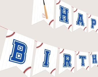 Rookie of the Year Birthday Banner Baseball Decoration First Birthday Party Bunting Decor Sports Happy Birthday Flag Garland PRINTABLE B05