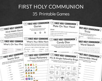 First Holy Communion Games First Communion Party Games Catholic Adult Kids Family Activity Christian Religious CCD Class Games PRINTABLE