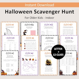 Halloween Scavenger Hunt For Older Kids Halloween Scavenger Hunt For Teens Indoor Treasure Hunt Clues Puzzle Tween Trick or Treat PRINTABLE