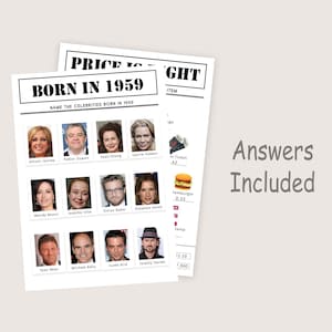 65th Birthday Games Bundle 65th Birthday Party Games 1959 Trivia Born ...