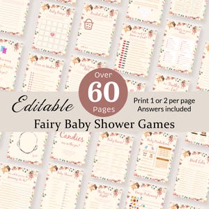 Fairy Baby Shower Games Bundle Enchanted Forest Couples Shower Party Game Fairy Garden Baby Prediction Baby Trivia Activity EDITABLE FA1
