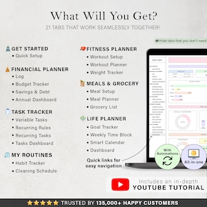 Life Planner Spreadsheet Budget Tracker Template Task To Do List Habit Productivity Goal Daily Planner Digital Calendar Google Sheets image 2