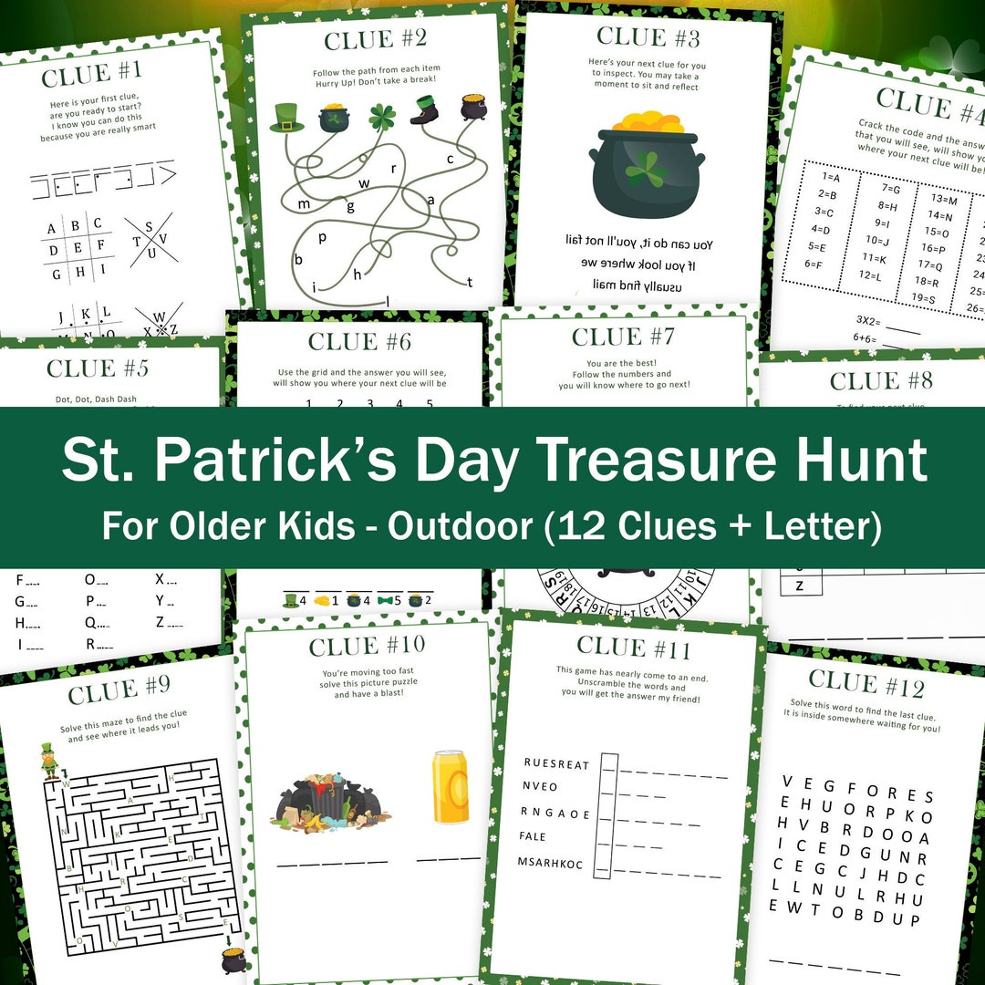 St Patricks Day Scavenger Hunt for Older Kids Leprechaun Treasure Hunt ...