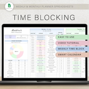 Wekelijkse planner voor tijdsblokkering Spreadsheet 24-uurs wekelijks schema Tracker Tijdbeheersjabloon Tijdsblokorganisator Taken Google Spreadsheets