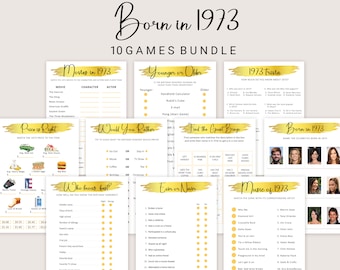 51st Birthday Games 51st Birthday Party Games 1973 Birthday Games Him or Her Born in 1973 Trivia Men Women Gold PRINTABLE Instant Digital