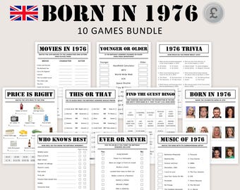Jeux du 50e anniversaire Royaume-Uni Jeux britanniques de fête du 50e anniversaire 1976 Anecdotes Né en 1976 50 ans hommes femmes lui son livre IMPRIMABLE numérique