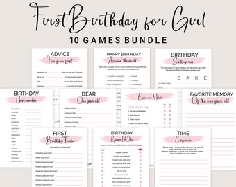 First Birthday Games Girl 1st Birthday Party Games Bundle Girl One Year Old Party Games Girl 1 Birthday Party Idea PRINTABLE Instant Digital