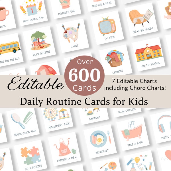 Daily Routine Cards Toddler Routine Chart Visual Schedule for Kids Daily Rhythm Chore Chart Checklist Preschool Montessori Activity EDITABLE