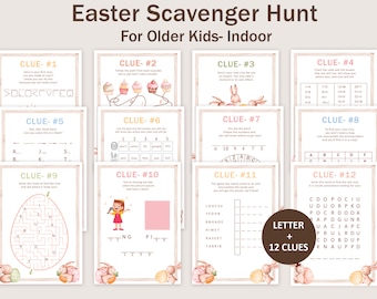 Ostern Schnitzeljagd für ältere Kinder Ostern Spuren Puzzle Teen Pre-teen Osterei Schatzsuche Indoor Korb Häschen DRUCKBARE Instant