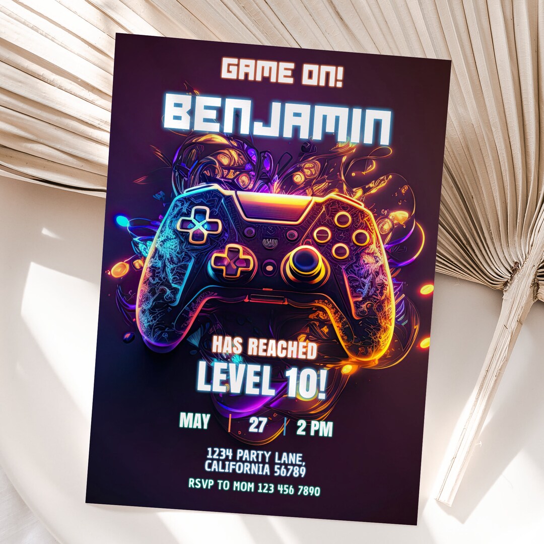 Video Game Birthday Invitation Arcade Birthday Invitation Gamer