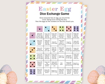 Easter Egg Dice Exchange Game Easter Egg Dice Activity for Kids Easter Group Party Games Easter Egg Gift Swap Game PRINTABLE Instant Digital