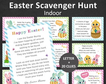 Easter Scavenger Hunt for Kids Easter Egg Hunt Clues Indoor Easter Bunny Treasure Hunt Easter Basket Riddle Hunt Older Kids Teens PRINTABLE