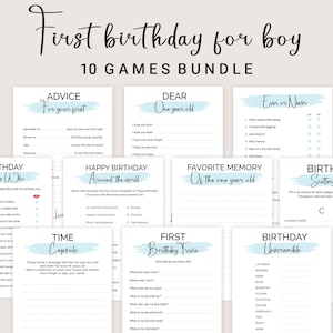 First Birthday Games Boy 1st Birthday Party Games Bundle Boy One Year Old Party Games Boy 1 Birthday Party Ideas PRINTABLE Instant Digital