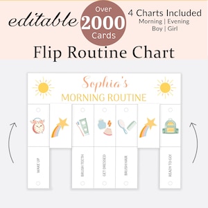 Routine Flip Chart Toddler Morning Evening Bedtime Visual Schedule Kids Daily Routine Cards Rhythm Checklist Boy Girl Montessori EDITABLE