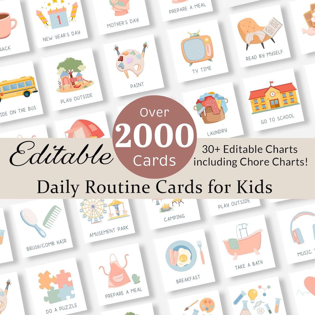Daily Routine Cards Visual Schedule Toddler Routine Chart for Kids ...
