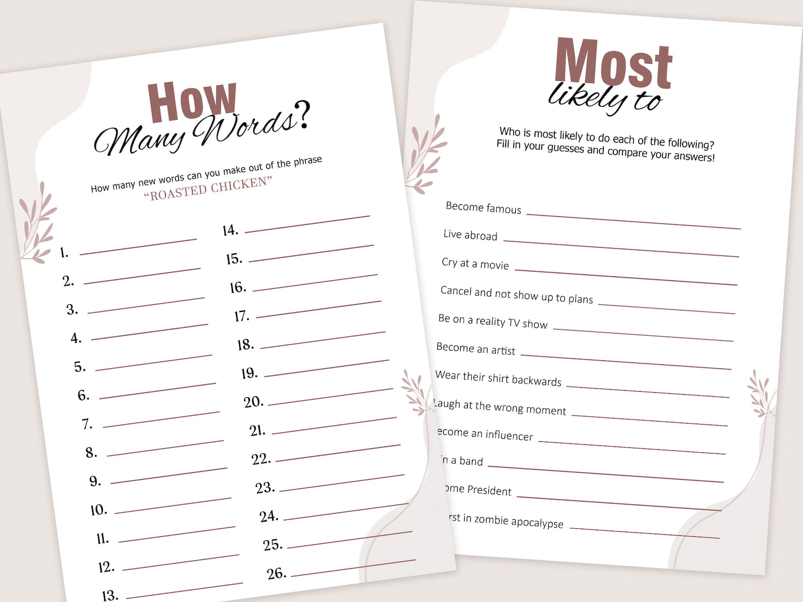 Dinner Party Games Dinner Table Party Games for Adults Etsy