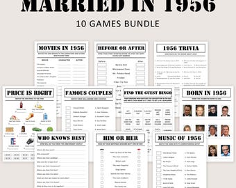 70th Anniversary Games 70th Wedding Anniversary Games 70th Anniversary Party Game Married in 1956 Trivia Quiz Activity PRINTABLE Digital