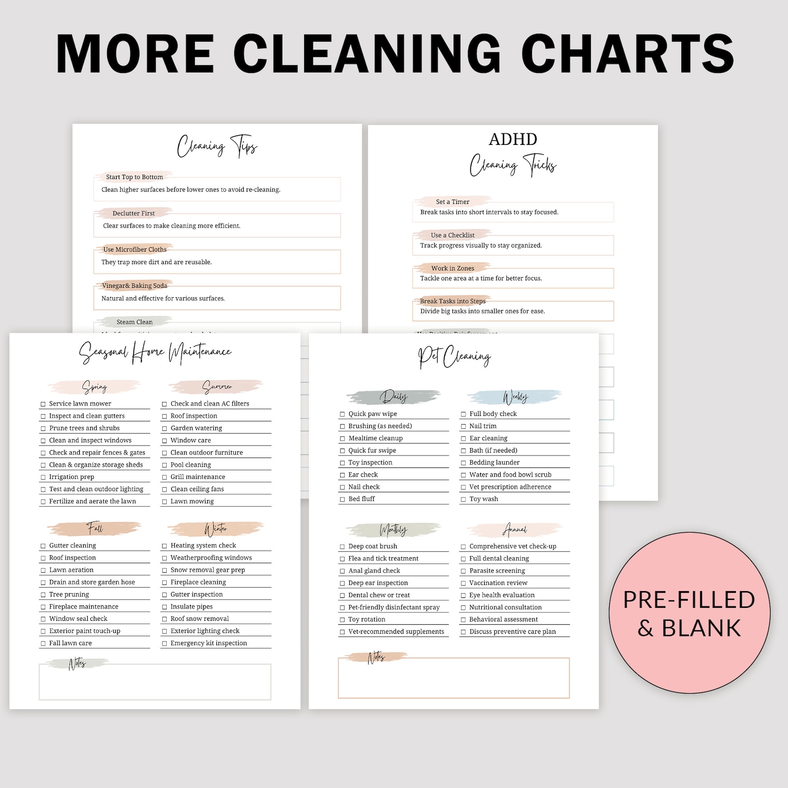 Cleaning Schedule Cleaning Checklist Cleaning Planner Daily Weekly ...