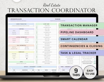 Real Estate Transaction Management System Spreadsheet Pipeline Deposits Contingency Closing Calendar Task Tracker Template Google Sheets