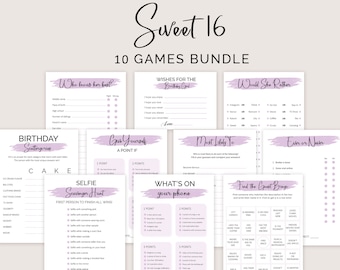 Sweet 16 Games Sweet 16 Party Games Sweet 16 Decoration Sweet Sixteen Game Sweet 16 Birthday Party Activity Purple Teen PRINTABLE Digital