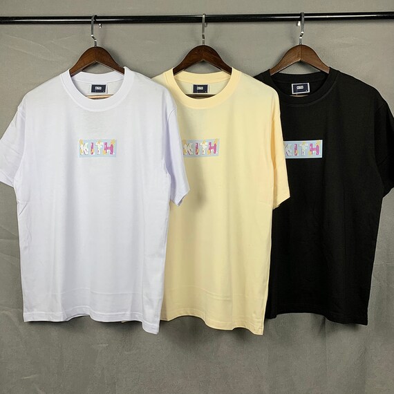 High Quality KITH BOX Logo Tee,white,black,beige Short Sleeve T