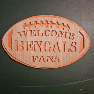 Wooden Bengals Sign, Welcome Football Fans, Handcrafted Decor, Oval Shaped Wall Art