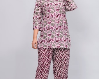 Relaxed Fit Pajama Set for Women – Breathable Nightwear Lounge Set