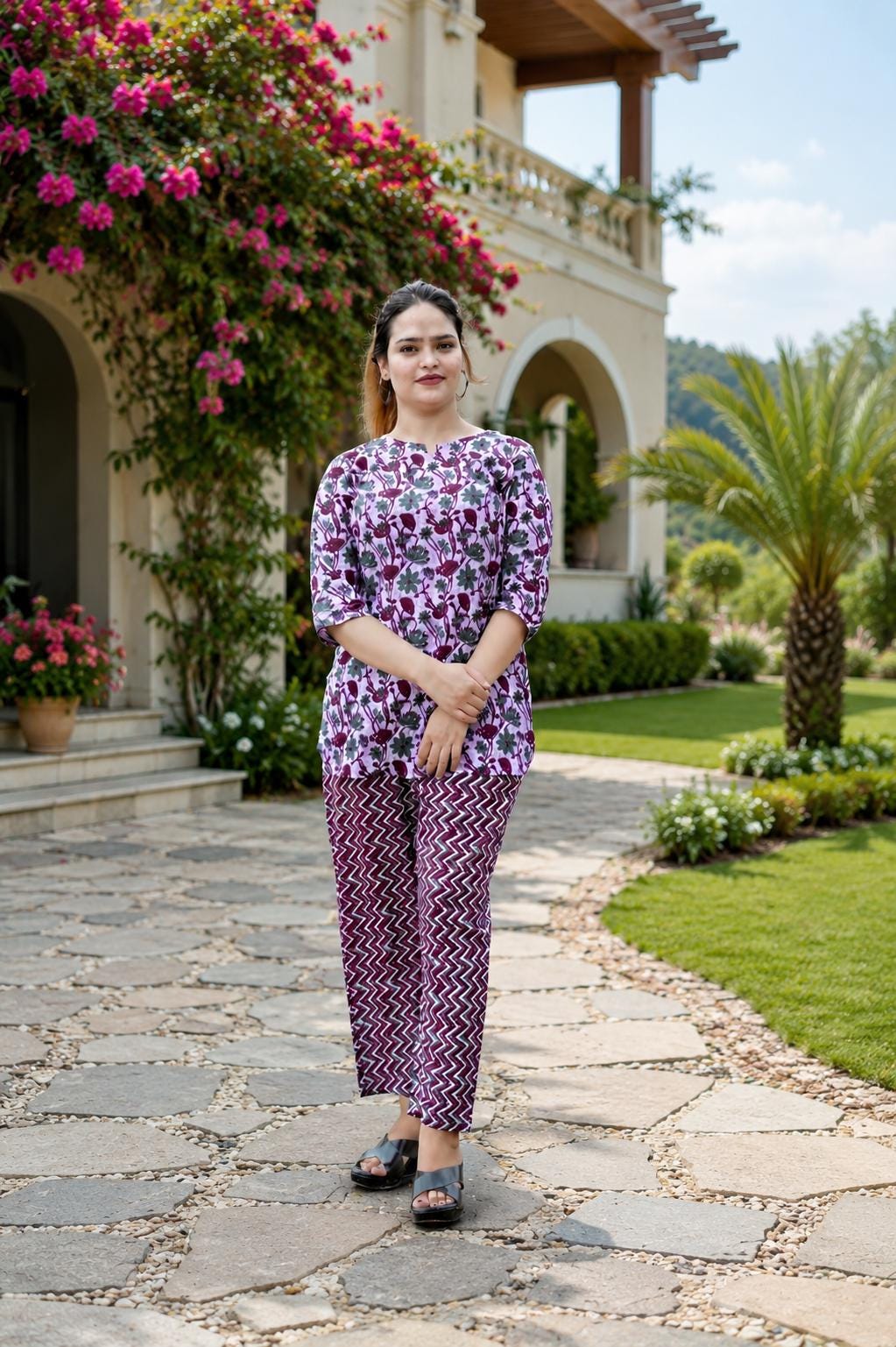 Women's 100% Cotton Floral Pajama Set, Soft Summer Loungewear (Handmade in Jaipur)