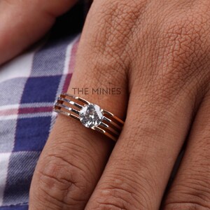 1 Ct Round Cut Lab Grown Diamond Ring Colorless Solitaire Engagement Ring 14K Solid Gold Ring Unique Gift Ring For Father Gift For Men