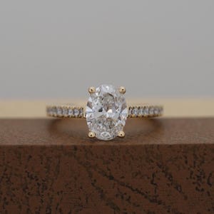 2.44 CTW Oval Hidden Halo Diamond Ring, Solitaire Oval Cut Diamond Ring, CVD IGI Certified Diamond Ring, 14K Yellow Gold Ring, Propose Ring