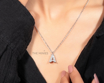 A Shape Lab Grown Pendant Necklace - Solitaire A Cut Diamond Necklace - 18&quot; Chain Pendant Necklace - Jewelry For Her - Diamond Gift Necklace