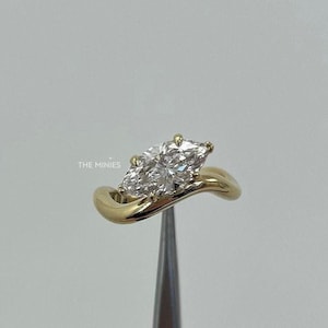 1.80 Carat Marquise Cut Diamond Moissanite Ring/ Thick Band 18K Gold Engagement Ring/ Solitaire Diamond Ring/ Art Deco Ring/ Gift For Women