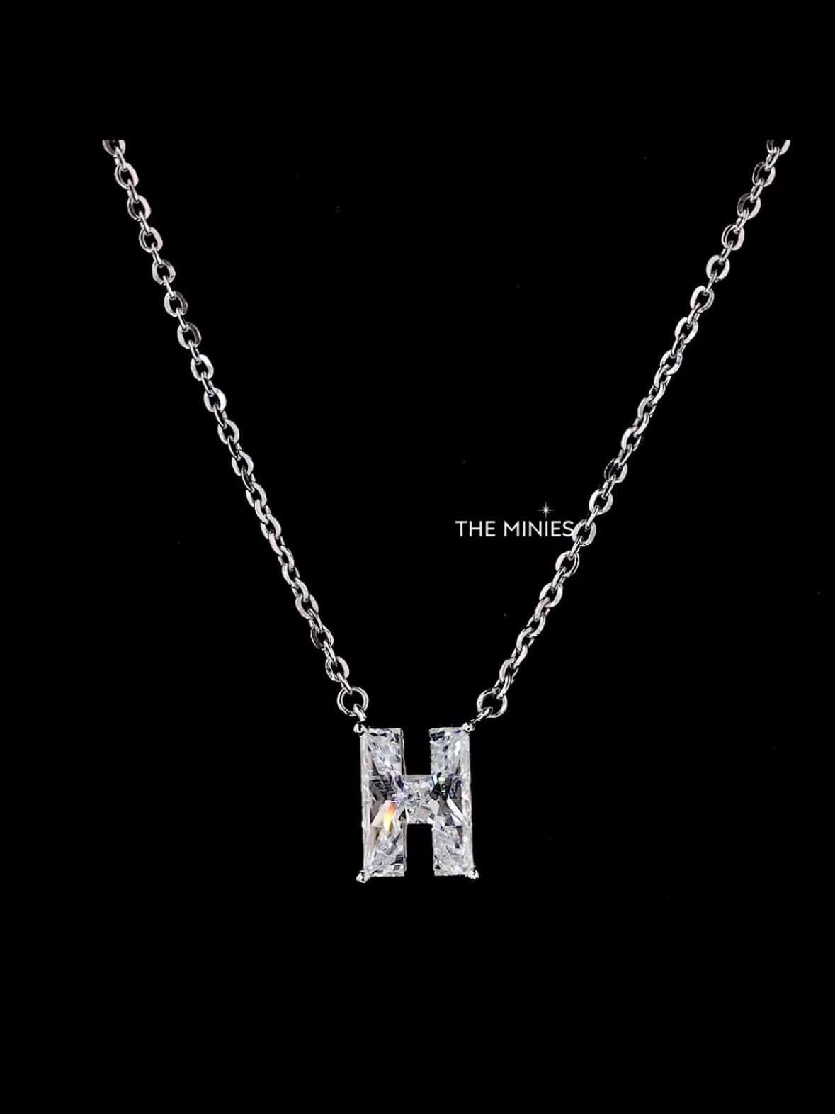 H Shape Lab Grown Diamond Pendant – Solitaire H Cut Diamond on 18" Chain, Custom Jewelry for Her – Stunning Diamond Pendant Gift Necklace