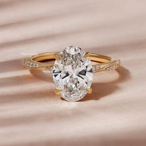 2.90 Carat Cluster Diamond Wedding Ring/ Oval Cut Moissanite Diamond Ring/ Pave Set 14K Yellow Gold Ring/ Occasion Wear Ring For Women