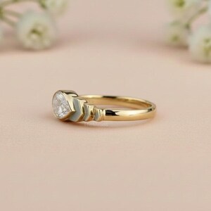 2.00 Carat East West Pear Moissanite Ring/ Pear Cut Moissanite Ring/ Bezel Set 14K Gold Wedding Ring/ Solitaire Engagement Ring/ Bridal Ring image 3