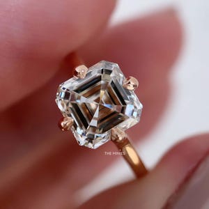 1.50 Carat Asscher Cut Diamond Moissanite Ring/ Asscher Moissanite Engagement Ring/ Solitaire Diamond Ring/ Propose Ring/ Women&#39;s Gift Ring