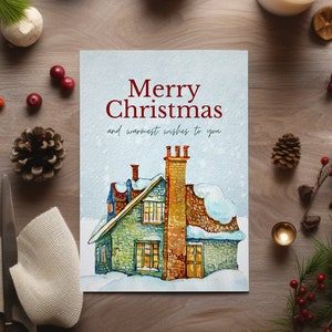 Tarjeta de Feliz Navidad Acogedoras Vacaciones de Invierno Tarjeta de Felicitación Digital para sus seres queridos 5x7