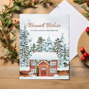 Herzliche Wünsche Grußkarte für Nachbarn Gemütliche Feiertage Digitale Weihnachtskarte 15x7