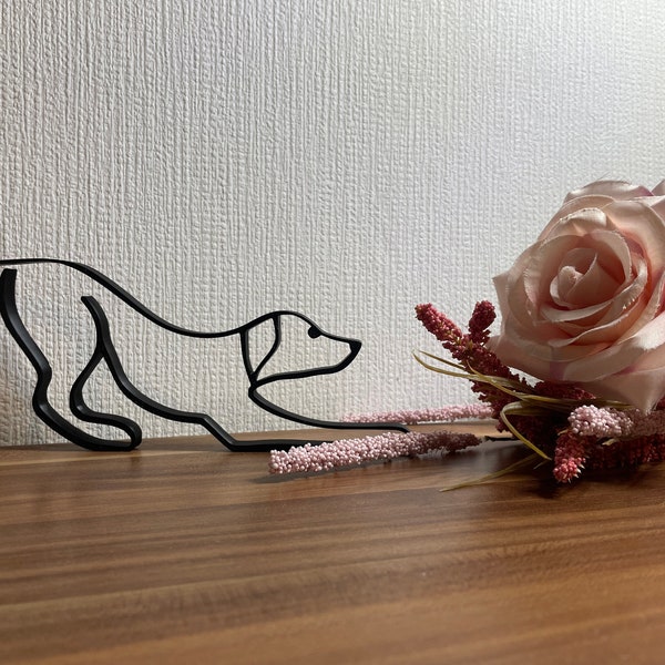 Wachsamer Hund 3D Druck  Line Art  Dekoration zum Hinhängen