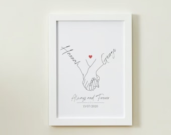 Personalised Couples Anniversary Print, Valentine's Day Gift for Her, Gift for Him, Valentines Gift for Boyfriend Girlfriend Wife Husband