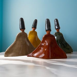 Handmade Ceramic Whirling Dervish Statue: Ramadan Gift, Mevlana Decor