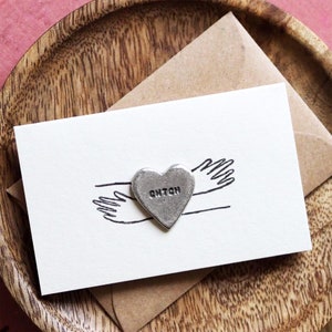 Carte jeton câlin gallois « Cwtch » en forme de coeur de poche