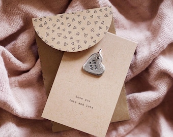 Heart Shaped 'Love You' Keyring Charm