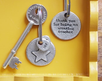 Thank You Teacher Star Keyring