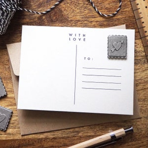 Mit Liebe Briefmarke Postkarte