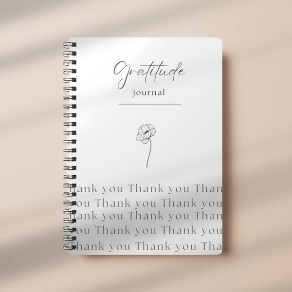 Gratitude Journal A5 Boho white print I Personal Diary I Geschenk Idee für Sie I Liniert I  Wirobound Softcover I Achtsamkeit I