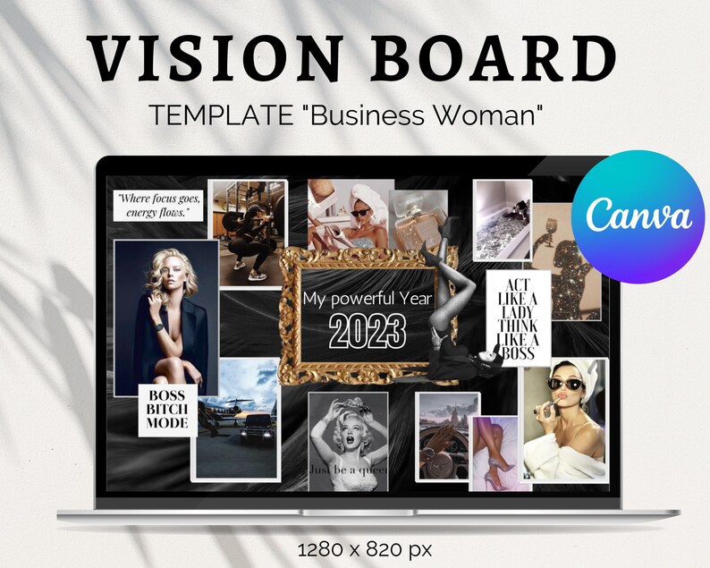 Vision Board 2024 I Digital Template Canva I Mood Board Template I