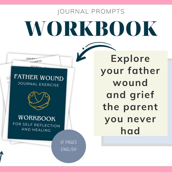 Libro de trabajo de curación de heridas del padre, curación del niño interior, Recursos de terapia I trauma infantil, diario de padres ausentes, imprimible